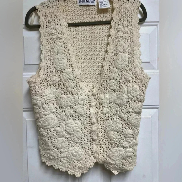 VTG Crochet Vest Macrame Vest Vintage Vest - Picture 2 of 8